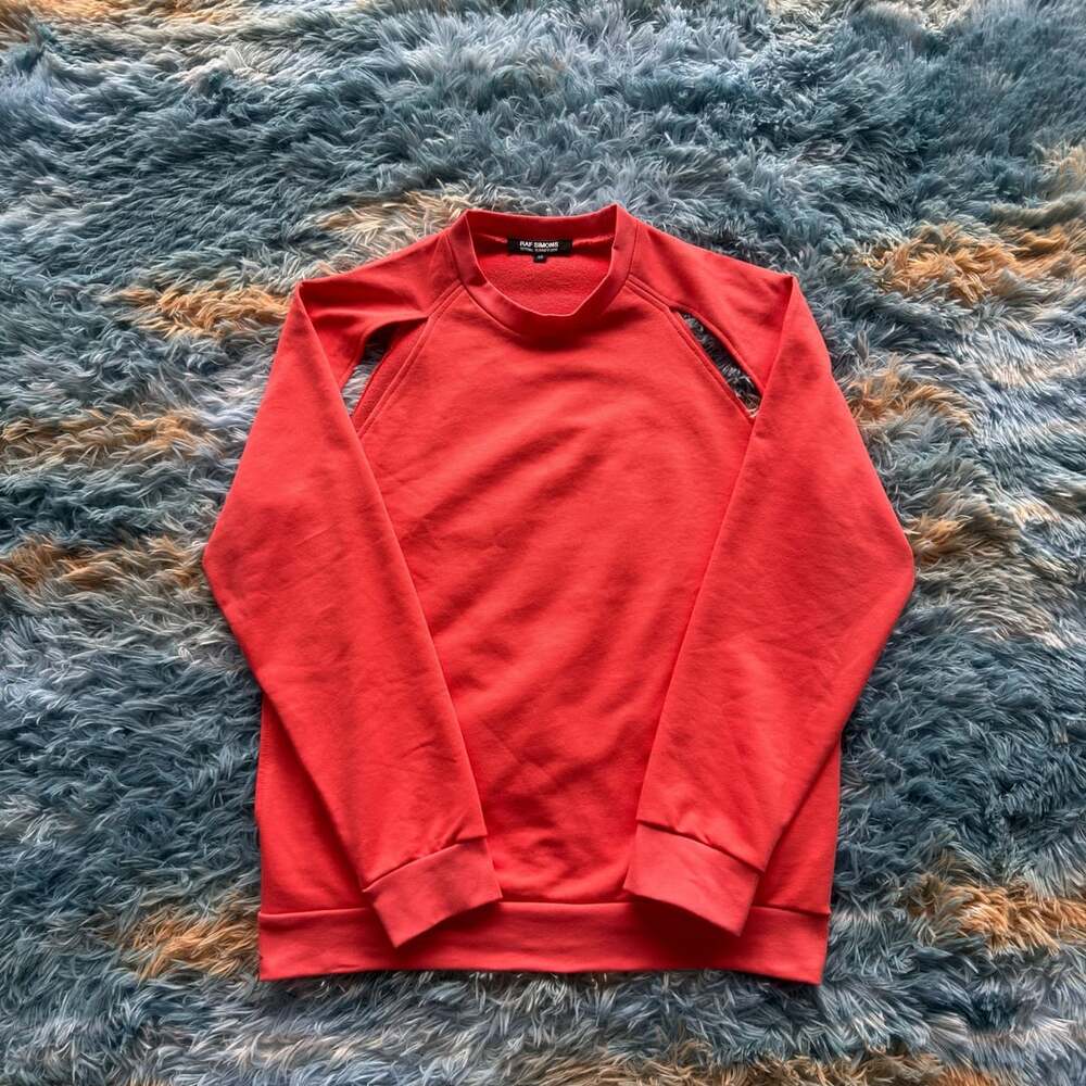 Raf Simons Icarus Surgit Sliced Sweatshirt Size 46 Orange Cotton